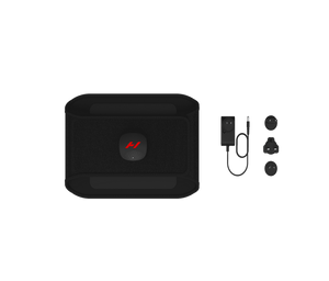 Venom 2 Back | Hyperice recovery device with a black adjustable strap, power adapter, and interchangeable attachment heads for targeted muscle relief and wellness care.