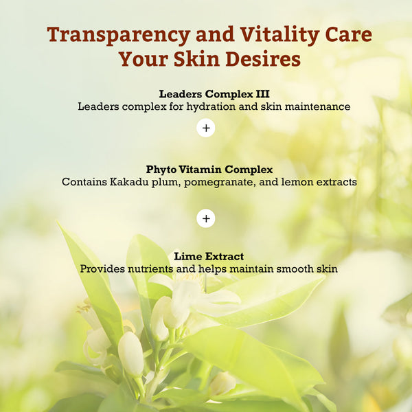 Clear image of green leaves with text highlighting the benefits of hydration, skin maintenance, and natural extracts in Leaders Skin Renewal Mask Vita Toning | Leaders for skincare.