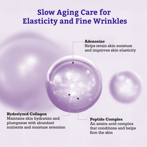 Diagram highlighting Adenosine, Hydrolyzed Collagen, and Peptide Complex benefits for skin elasticity and wrinkle care in Leaders Skin Clinic Mask Wrinkle-Tox | Leaders packaging.