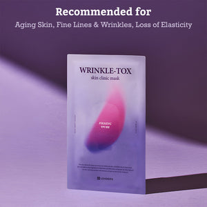 Leaders Skin Clinic Mask Wrinkle-Tox | Leaders displayed against a purple background, highlighting its use for aging skin, fine lines, wrinkles, and loss of elasticity in skincare.