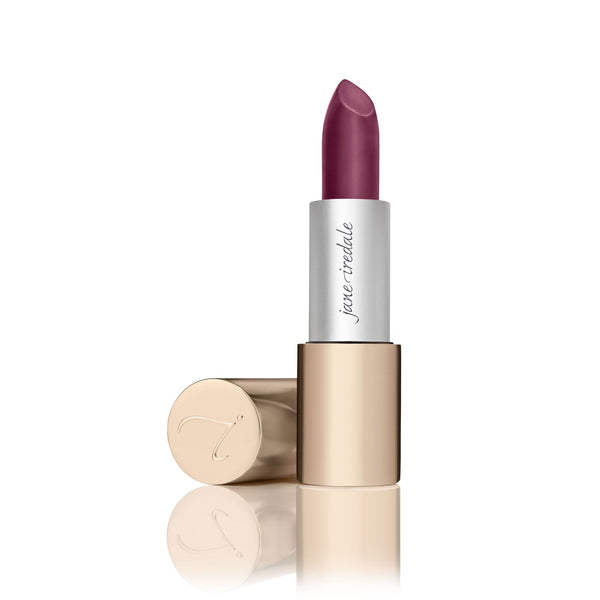Deep berry shade lipstick in a sleek gold and silver tube, showcasing Triple Luxe Long Lasting Naturally Moist Lipstick | Jane Iredale for a vibrant, moisturizing finish.