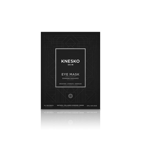 Black packaging of Diamond Radiance Eye Mask - 6 pack | Knesko featuring minimalist geometric design and branding, promoting skincare and wellness recovery.