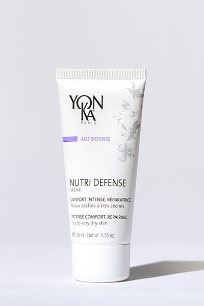 Nutri Defense Creme | Yon-Ka Paris tube standing on a white surface, designed for intense comfort and repairing dry to very dry skin as part of skincare and body care routines.