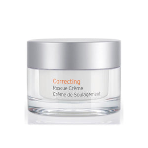 Jar of Correcting Rescue Creme | Kerstin Florian in clear glass container with silver lid, designed for skincare and body care wellness.