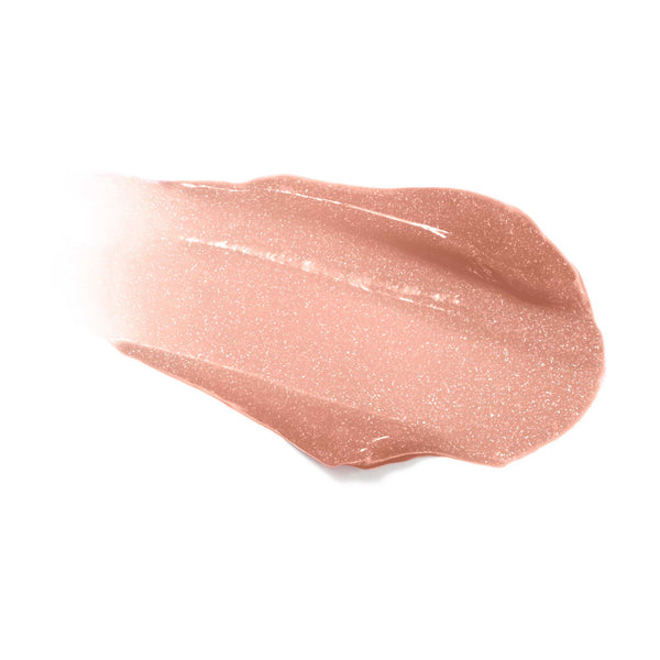 Smooth swatch of peachy shimmer lip gloss showcasing the Hydropure Hyaluronic Lip Gloss | Jane Iredale formula designed for skincare and lip hydration.
