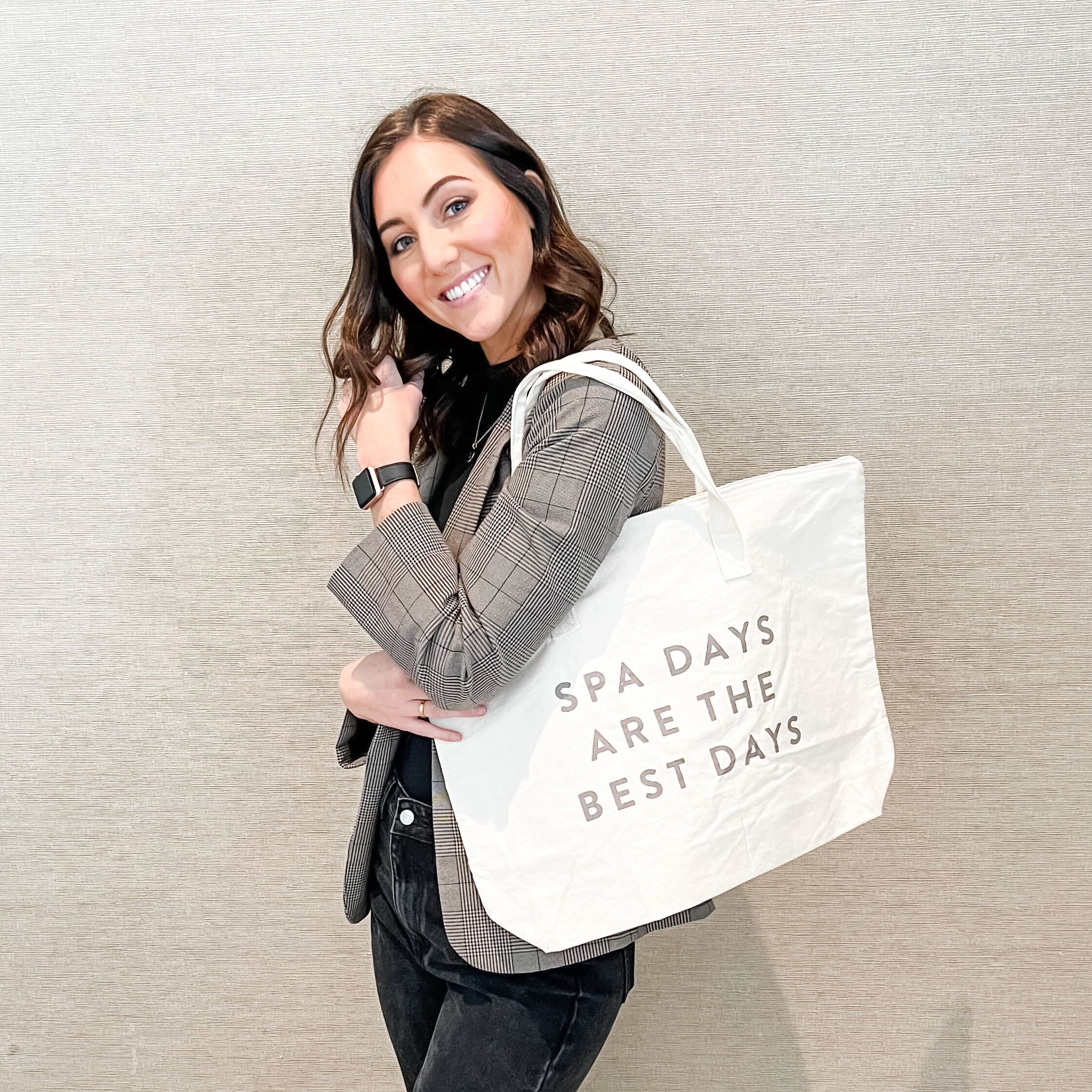 Spa Days Are The Best Days Tote Bag w/ Zipper Top | Lucky Owl