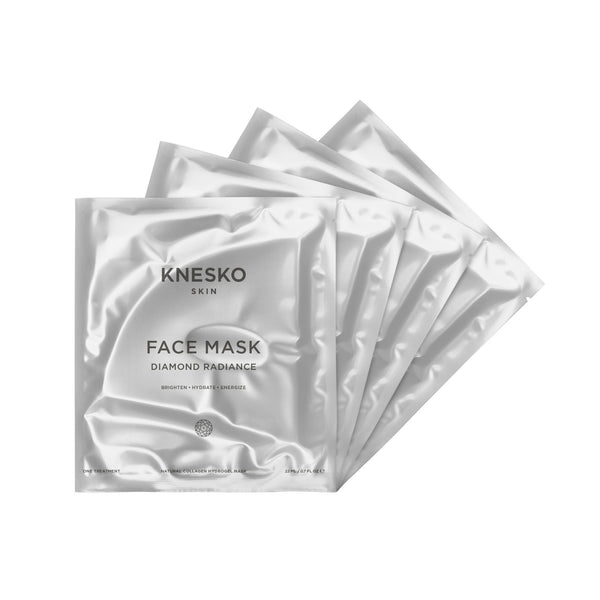 Diamond Radiance Face Mask - 4 Pack | Knesko skincare treatment in sleek silver packaging designed to brighten and hydrate skin for enhanced radiance.