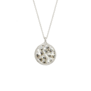 Small Botanical Necklace | Catherine Weitzman Jewelry featuring delicate white flowers encased in a clear pendant on a fine silver chain, perfect for nature-inspired elegance.