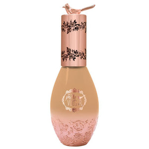 Bottle of Cool AF Lava Water Foundation | Pretty Vulgar with rose gold floral embossed design and bird-shaped cap, showcasing smooth beige liquid foundation for skincare.