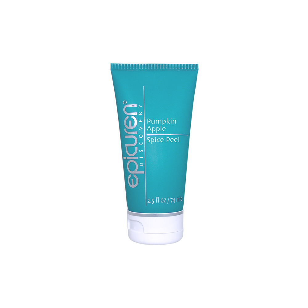 Tube of Pumpkin Apple Spice Peel | Epicuren Discovery skincare product in teal packaging for gentle exfoliation and body care.