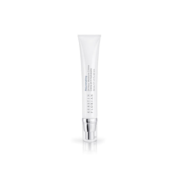 Sleek white tube of Rejuvenating 24-Hr. Moisture Creme | Kerstin Florian, a skincare product designed for deep hydration and long-lasting moisture.