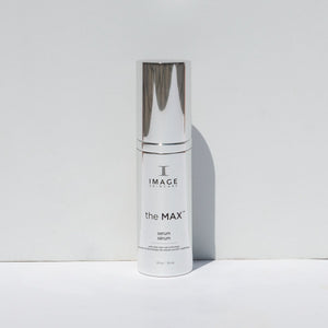 the MAX™ serum | IMAGE Skincare in a sleek white and silver bottle designed for advanced skincare and wellness routines.