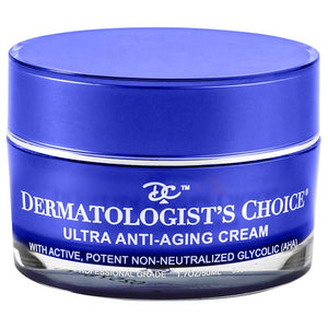 Blue jar of Ultra Anti-Aging Cream Mild Chem Peel | Dermatologist's Choice featuring professional-grade glycolic acid formula for advanced skincare and anti-aging benefits.