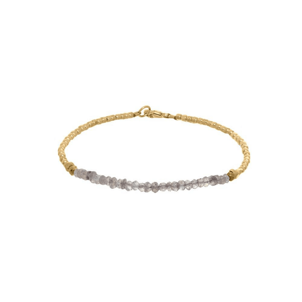 Gemstone Fade Bracelet | Catherine Weitzman Jewelry featuring delicate gold beads and a subtle gradient of gray gemstones for an elegant, minimalist look.
