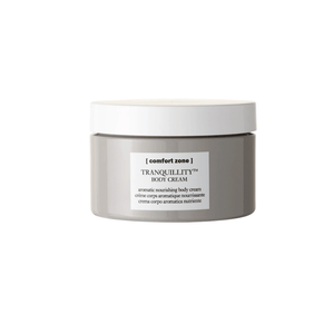 Jar of Tranquillity Body Cream | [ comfort zone ] with a white lid and minimalist label, designed for nourishing and aromatic skincare body care.