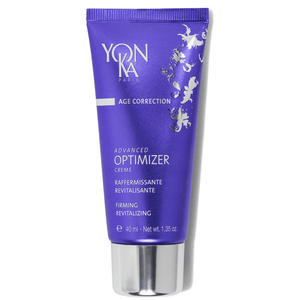 Tube of Advanced Optimizer Crème - Anti-Aging, Firming Cream I Yon-Ka Paris in purple packaging, designed for skincare and firming with revitalizing properties.
