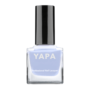 Bottle of light lavender nail polish with black cap labeled Natalie Nail Lacquer | YAPA, designed for professional nail care and a polished finish.