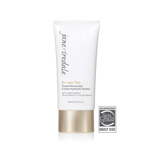 Packaged tube of Dream Tine Tinted Moisturizer SPF 15 | Jane Iredale featuring broad spectrum sun protection and a gold-toned cap, ideal for daily skincare use.