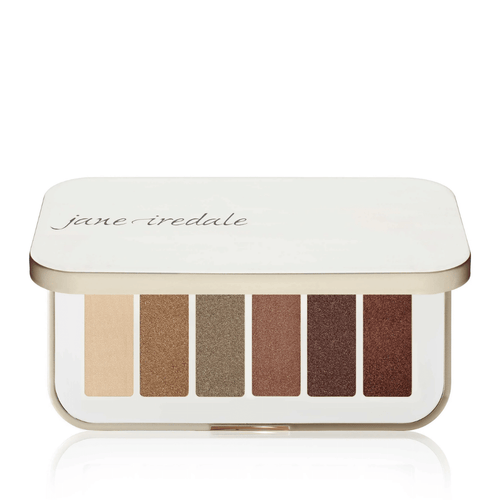 Purepressed Eye Shadow Palette | Jane Iredale featuring six neutral shades from light beige to deep brown in a sleek compact suitable for creating natural eye looks.