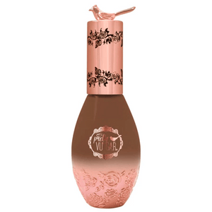 Elegant bottle of Cool AF Lava Water Foundation | Pretty Vulgar with rose gold detailing and a small bird figurine on the cap, designed to enhance skincare and beauty routines.