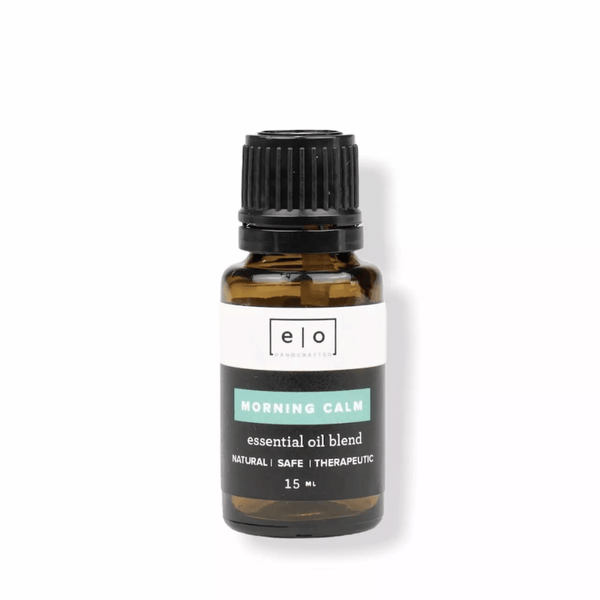 Amber glass bottle of Essential Oil Blends | Essence One labeled Morning Calm, showcasing a natural and therapeutic essential oil blend for wellness and body care.