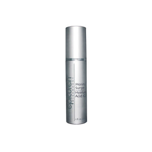 Silver bottle of Moisture Surge Hyaluronic Acid Gel | Epicuren Discovery with a sleek design, ideal for skincare and hydration routines.