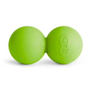 RAD Roller Soft | RAD in bright green color designed as a double ball for targeted muscle recovery and wellness body care.