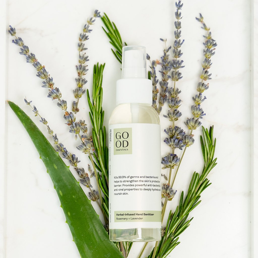 Herbal Infused Hand Sanitizer - Rosemary + Lavender | Good Essentials