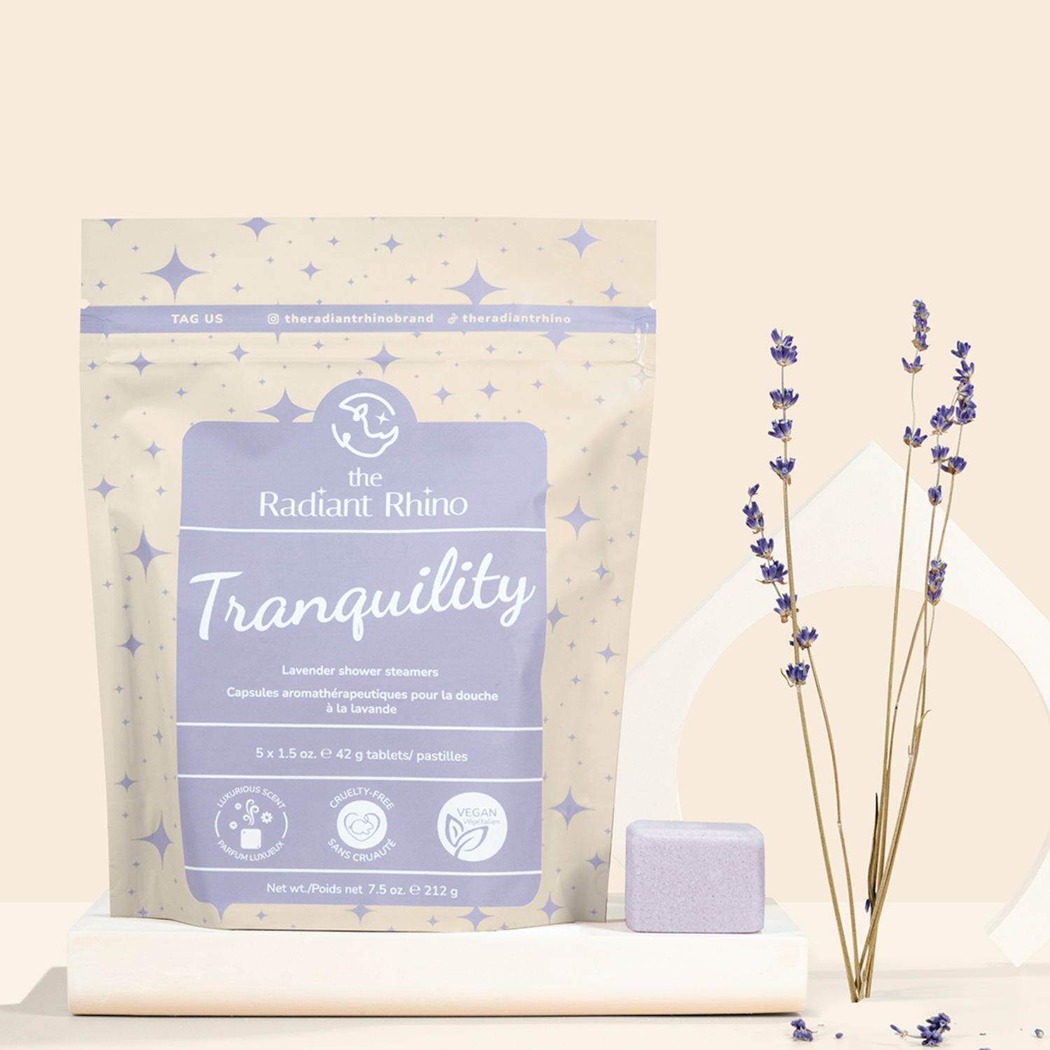 Tranquility | Lavender Shower Steamers | The Radiant Rhino